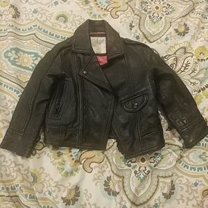Genuine Leather Toddler Girls Motorcycle Jacket